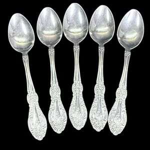 Springtime Stainless Japan Teaspoons Flatware Set of 5 Vintage Floral MCM